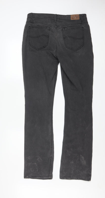Lee Womens Black Straight Leg Jeans Size 14L Stretch Denim