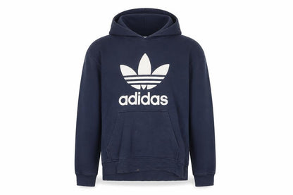 Adidas Men's Blue Pullover Hoodie L Fleece Logo Sweatshirt
