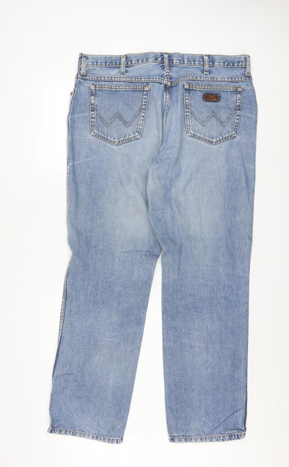 Wrangler Men's Blue Straight Leg Jeans 40x32 Cotton Denim Classic Fit