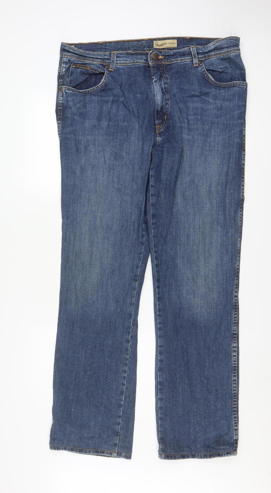 Wrangler Men's Blue Straight Texas Stretch Jeans 38W 34L Denim