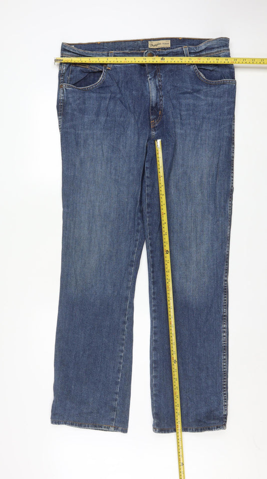 Wrangler Men's Blue Straight Texas Stretch Jeans 38W 34L Denim