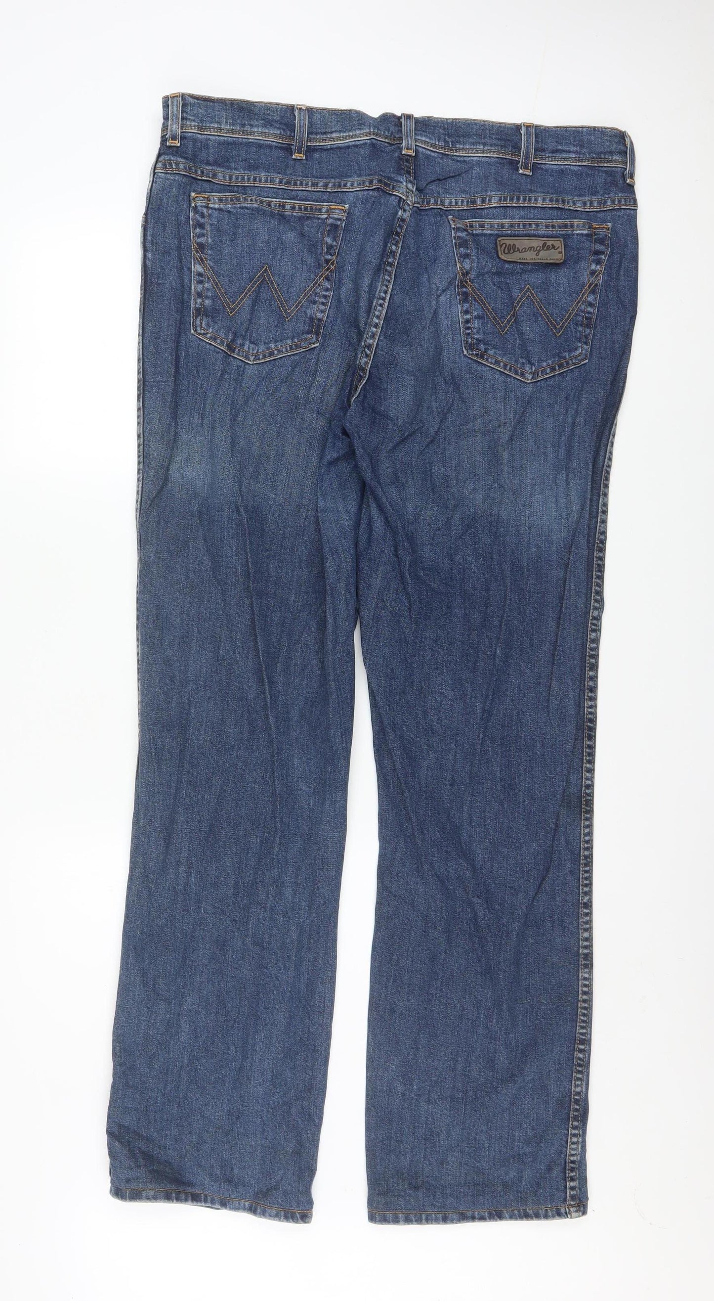 Wrangler Men's Blue Straight Texas Stretch Jeans 38W 34L Denim