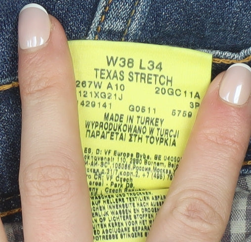 Wrangler Men's Blue Straight Texas Stretch Jeans 38W 34L Denim
