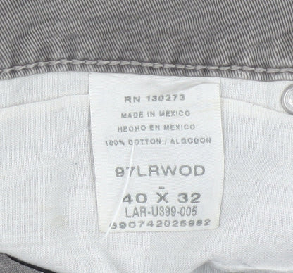 Wrangler Men's Grey Straight Fit Jeans 40x32 100% Cotton