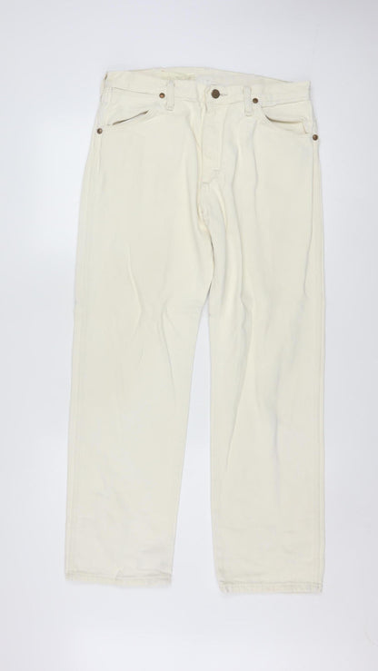 Wrangler Women Ivory Straight Jeans Size 14 Regular Fit 30in
