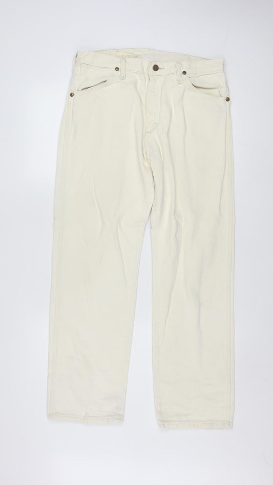 Wrangler Women Ivory Straight Jeans Size 14 Regular Fit 30in