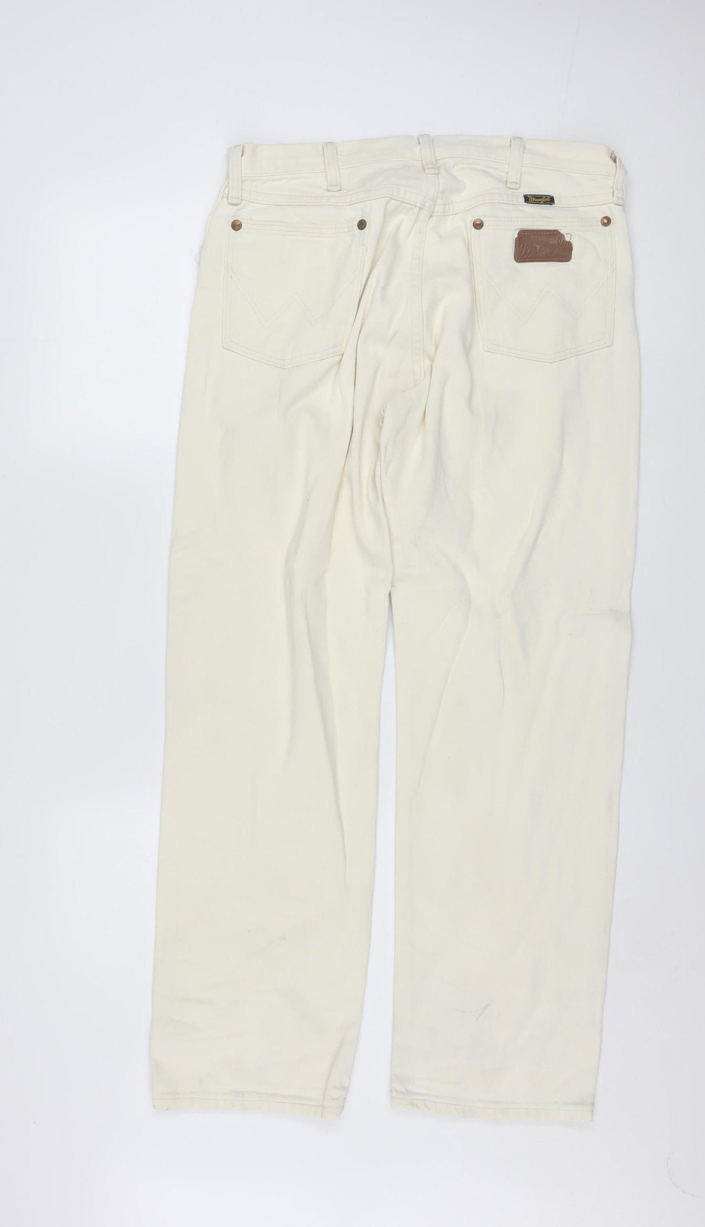 Wrangler Women Ivory Straight Jeans Size 14 Regular Fit 30in