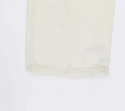 Wrangler Women Ivory Straight Jeans Size 14 Regular Fit 30in