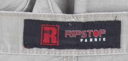Ripstop Men Beige 34 Cargo Canvas Shorts with Pockets