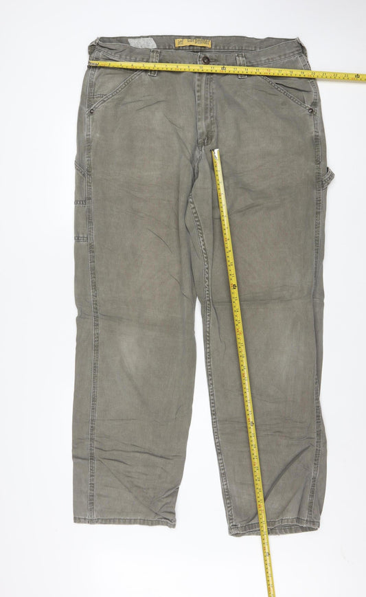 Lee Men's Grey Carpenter Straight Fit Denim Jeans 38x34