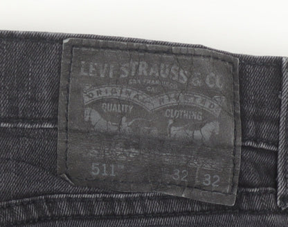 Levi's 511 Men's Black Slim Fit Denim Jeans 32W 32L Straight Leg