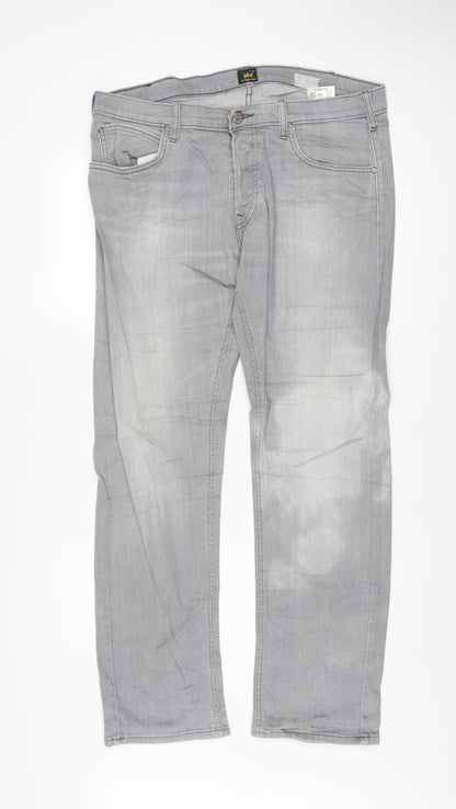 Lee Men Grey Daren Regular Fit Straight Denim Jeans W36 L32