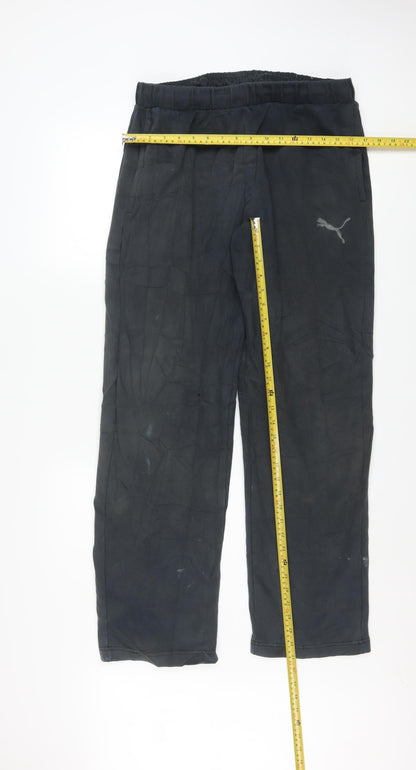 Puma Men's Black Track Pants L Regular Fit Cotton Blend