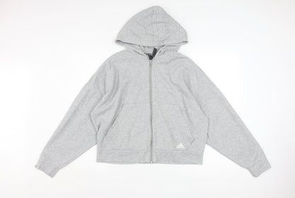 Adidas Women’s Grey Full Zip Hoodie Size 16-18 Lined Sportswear