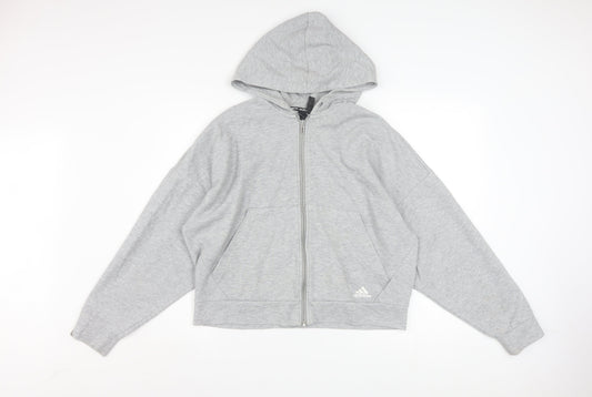 Adidas Women’s Grey Full Zip Hoodie Size 16-18 Lined Sportswear
