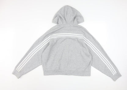 Adidas Women’s Grey Full Zip Hoodie Size 16-18 Lined Sportswear