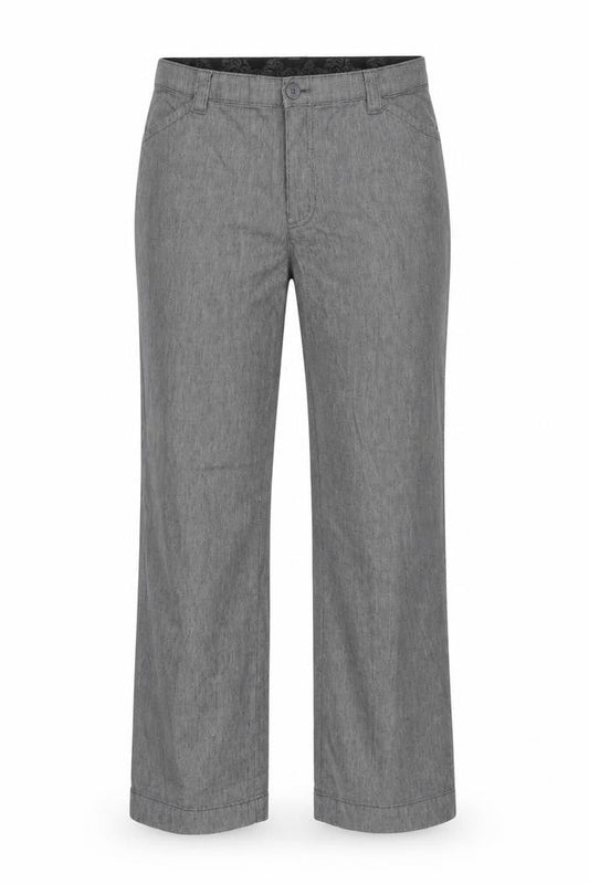 Lee Women Grey Stripe Chino Trousers Size 14 Medium Cotton Blend