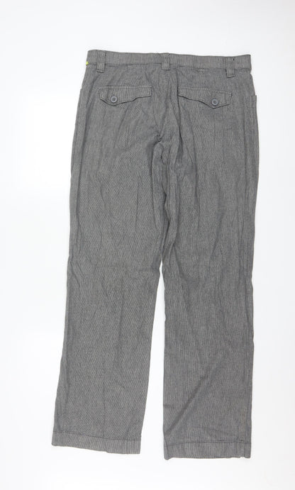 Lee Women Grey Stripe Chino Trousers Size 14 Medium Cotton Blend