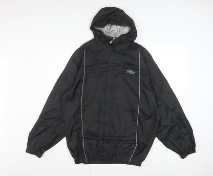 Umbro Mens Black S Lightweight Hooded Windbreaker Jacket