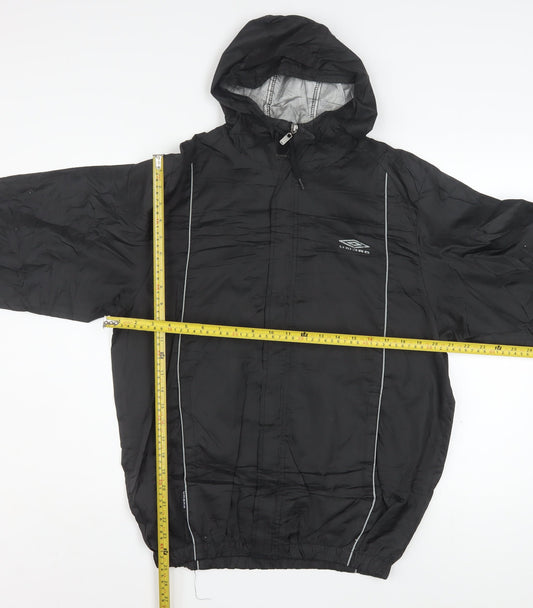 Umbro Mens Black S Lightweight Hooded Windbreaker Jacket