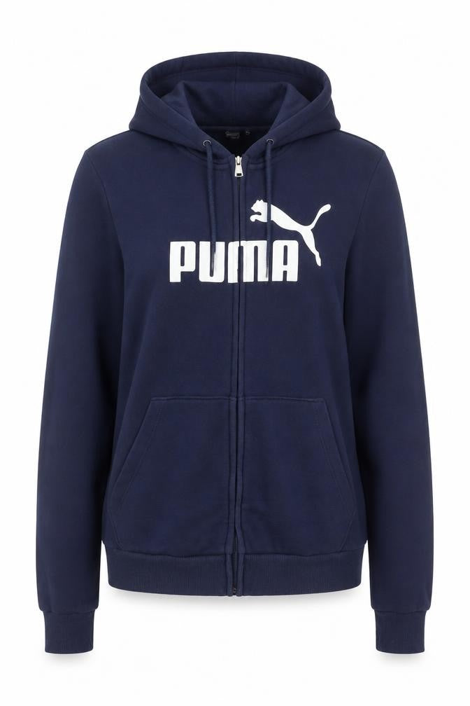 PUMA Women's Navy Full Zip Hoodie Size 12 Cotton Blend