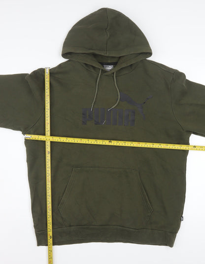 Puma Men's Green Pullover Hoodie L Regular Fit Fleece Sweatshirt