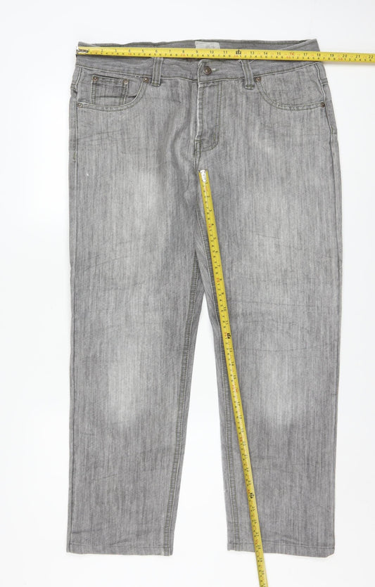 Levi's Retro Jeans Men's Grey Straight Leg 36 Waist Cotton Denim