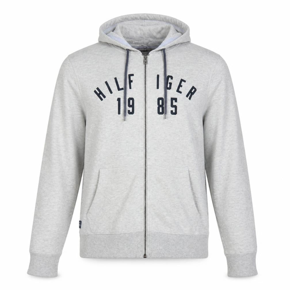Tommy Hilfiger Men's Grey Full Zip Hoodie Size S Vintage Fit