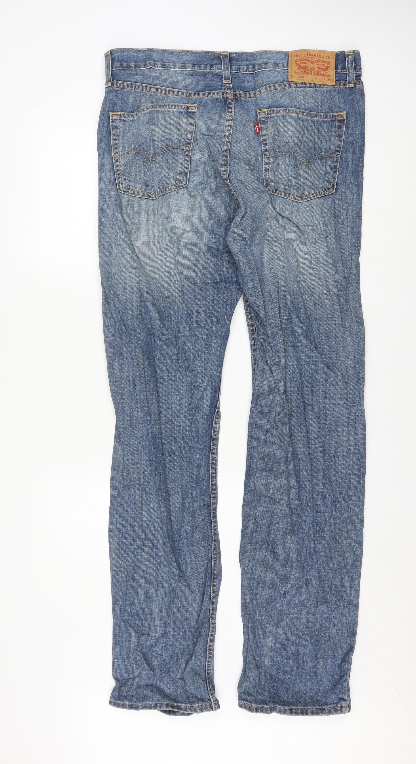 Levi's 514 Men's Blue Straight Denim Jeans W35 L34 Classic Cotton