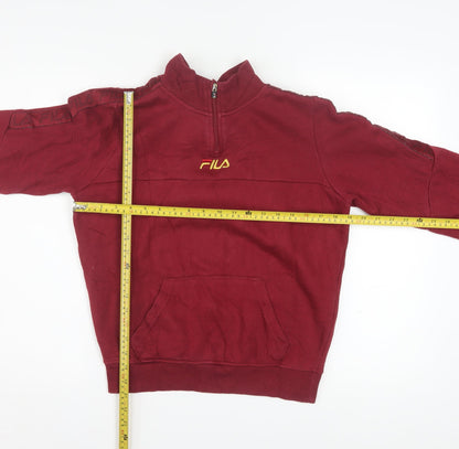 Fila Boys Burgundy 1/4 Zip Sweatshirt Size 164CM Cotton Blend Pullover