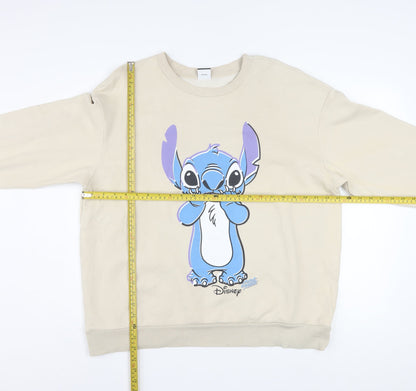 Disney Classics at George Women Beige Stitch Sweatshirt L Pullover Cotton Blend