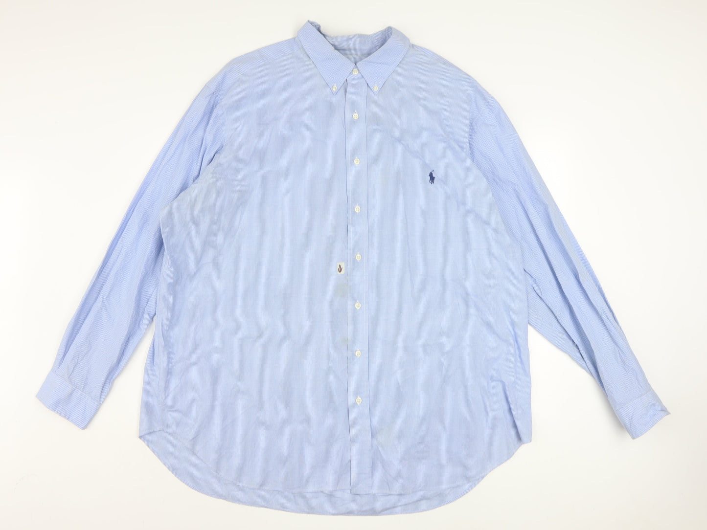 Ralph Lauren Men's Blue Check 2XL Big Classic Long Sleeve Button-Up Shirt