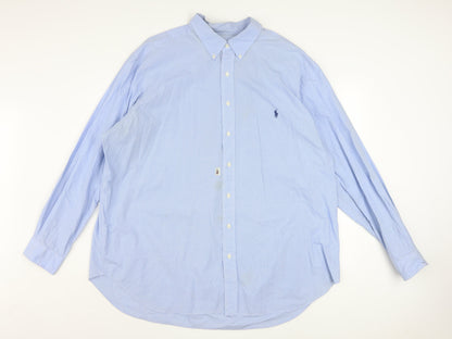 Ralph Lauren Men's Blue Check 2XL Big Classic Long Sleeve Button-Up Shirt