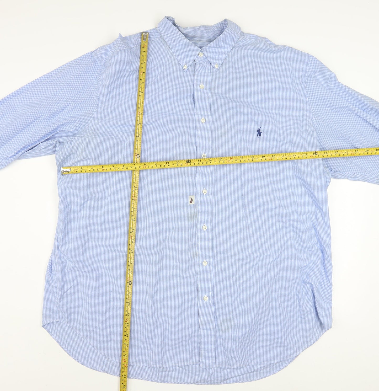 Ralph Lauren Men's Blue Check 2XL Big Classic Long Sleeve Button-Up Shirt
