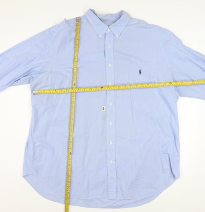 Ralph Lauren Men's Blue Check 2XL Big Classic Long Sleeve Button-Up Shirt