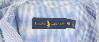 Ralph Lauren Men's Blue Check 2XL Big Classic Long Sleeve Button-Up Shirt
