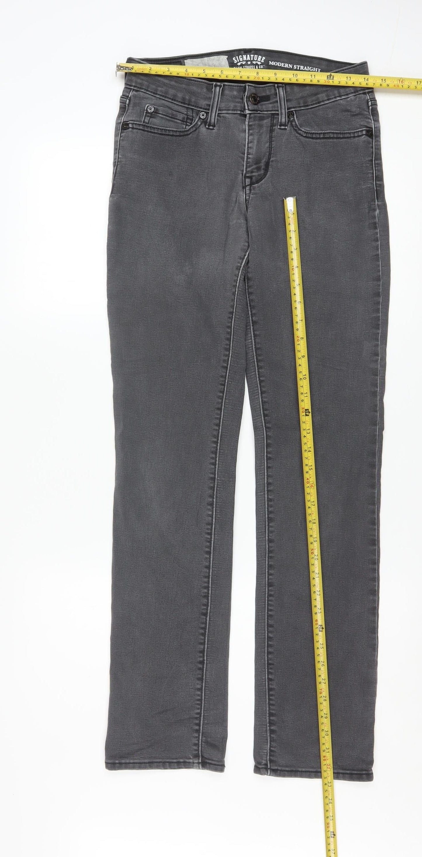 Levi Strauss Signature Grey Modern Straight Jeans W27 L32 Women