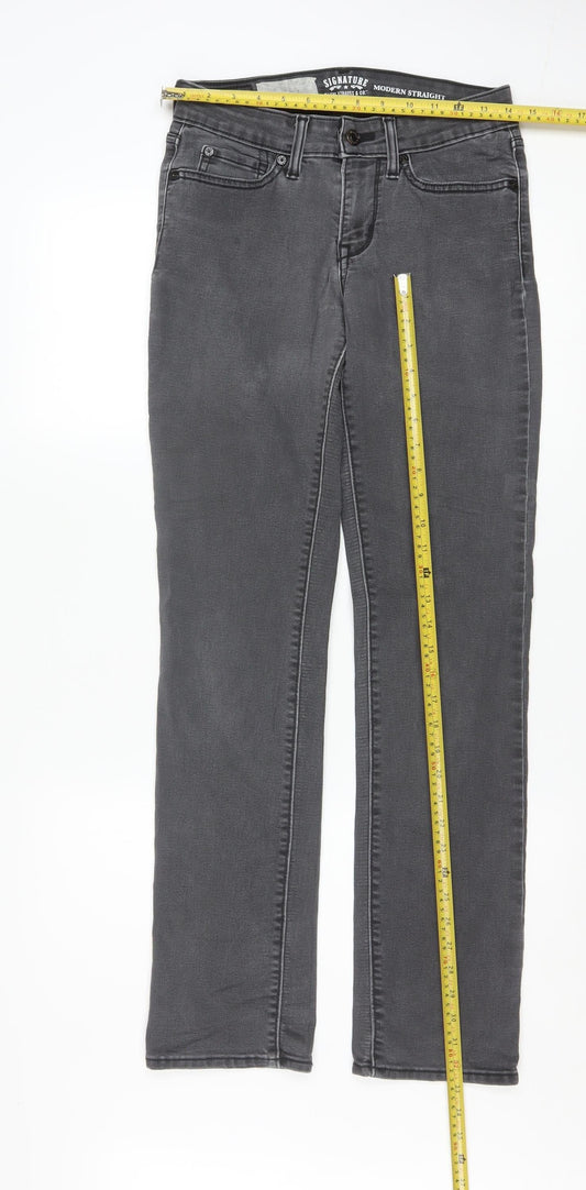 Levi Strauss Signature Grey Modern Straight Jeans W27 L32 Women
