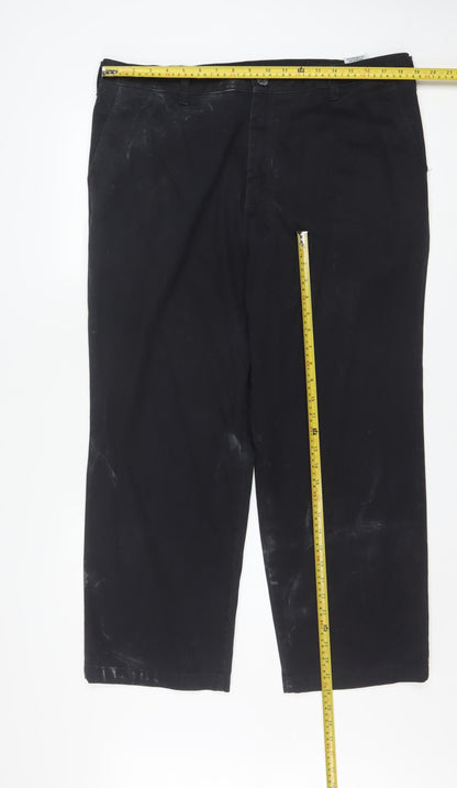 Lee Men's Black Straight Fit Chino Trousers 38x29 Cotton Blend