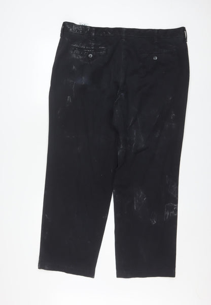 Lee Men's Black Straight Fit Chino Trousers 38x29 Cotton Blend