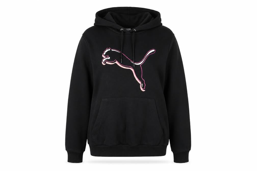 Puma Womens Black Large Pullover Hoodie With Pink Logo