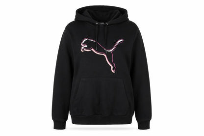 Puma Womens Black Large Pullover Hoodie With Pink Logo