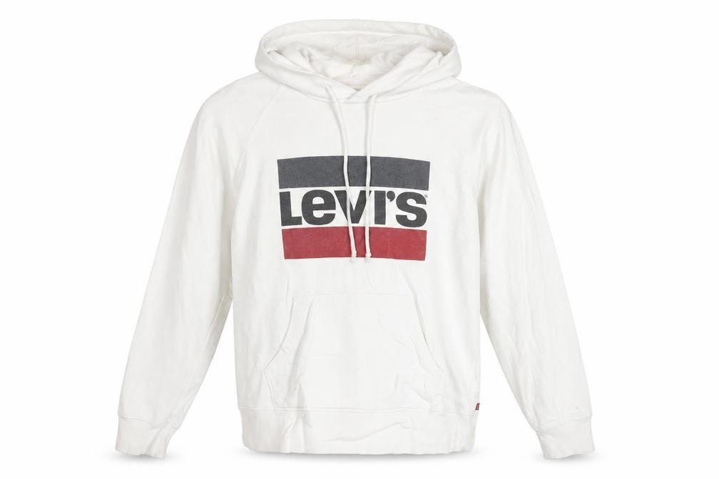 Levi's Men's White Small Pullover Hoodie with Logo Print