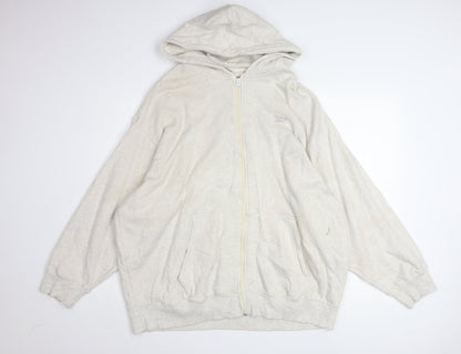 Reebok Men Beige Full Zip Hoodie 2XL Cotton Blend Lightweight