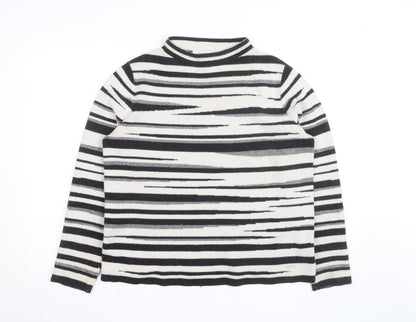 Betty & Co Women’s Black Striped Mock Neck Long Sleeve Knit Jumper Size 12