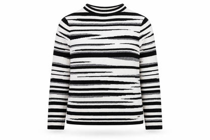 Betty & Co Women’s Black Striped Mock Neck Long Sleeve Knit Jumper Size 12