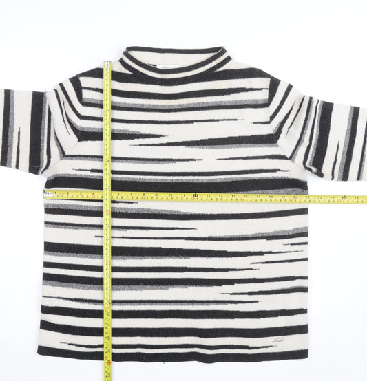 Betty & Co Women’s Black Striped Mock Neck Long Sleeve Knit Jumper Size 12