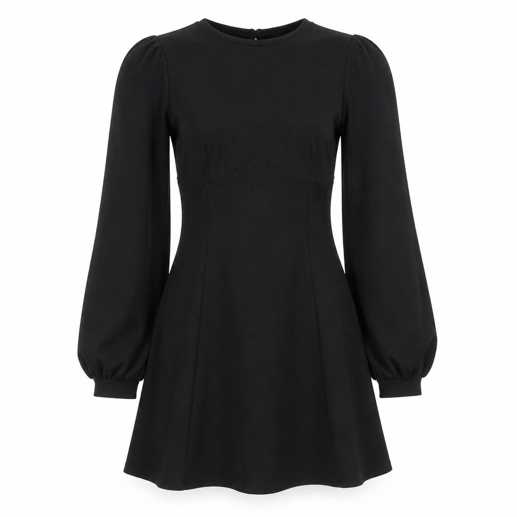 Boohoo Women’s Black Long Sleeve Puff A-Line Mini Dress Size 8