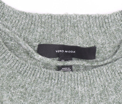Vero Moda Women’s Green Crew Neck Knit Long Sleeve Pullover Jumper L