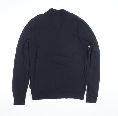 Scott & Wade Men's Blue M High Neck 1/2 Zip Cotton Jumper